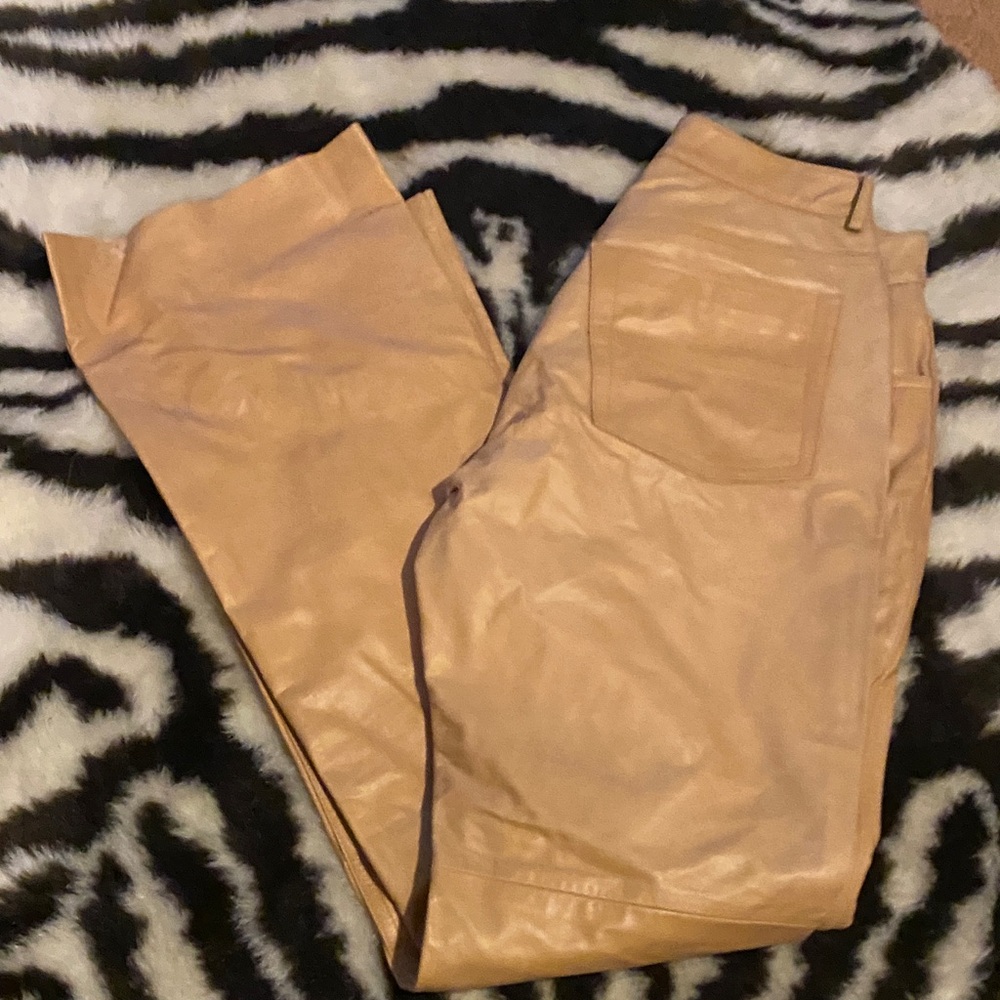 Express Camel Leather Trousers